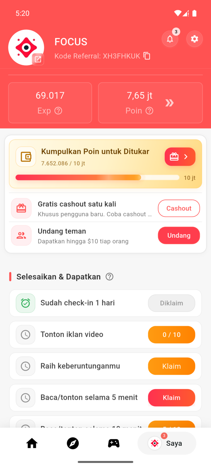 FOCUS profile and Points status